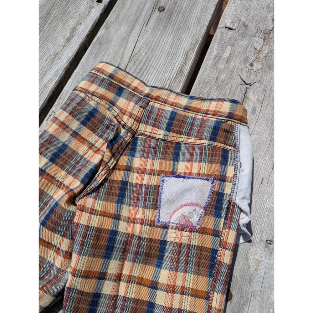 Vintage 70s Levis Plaid Flare Bell Bottoms Big Capital E 27